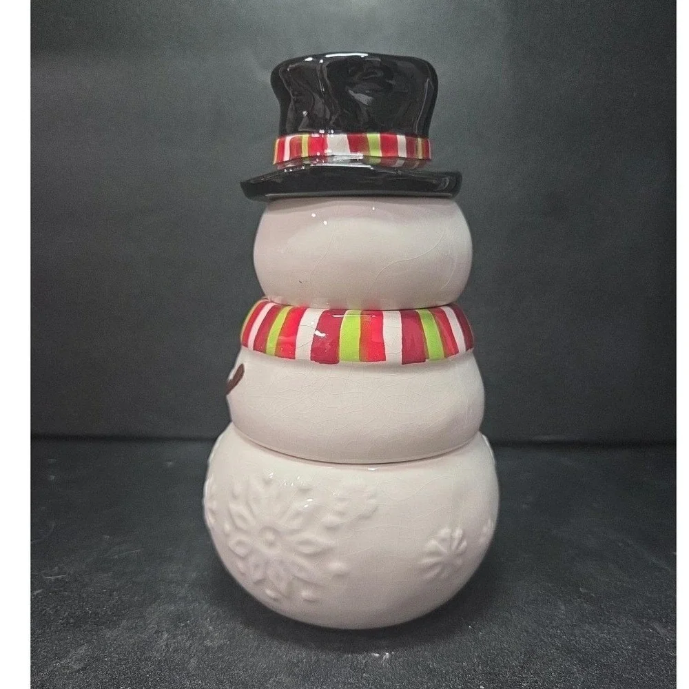 Pier 1 Stacking Snowman Measuring Cups, Four‎ Piece Set, Vintage Christmas Decor